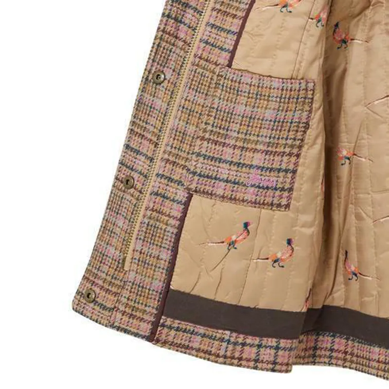 Joules Ladies Pink Tweed Field Coat-2